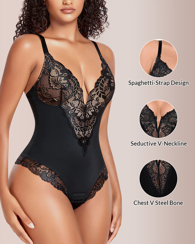 Paiduis® V-neck Lace Shapewear Bodysuit