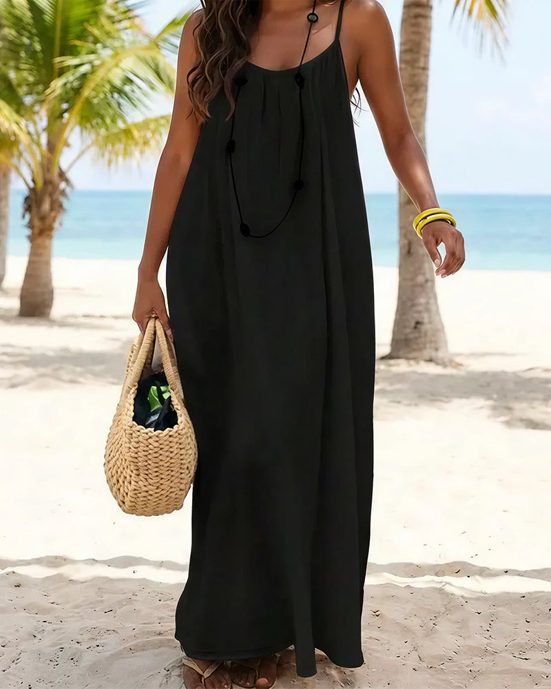 Paiduis® CozyWear –  Solid Color Backless Cami Dress