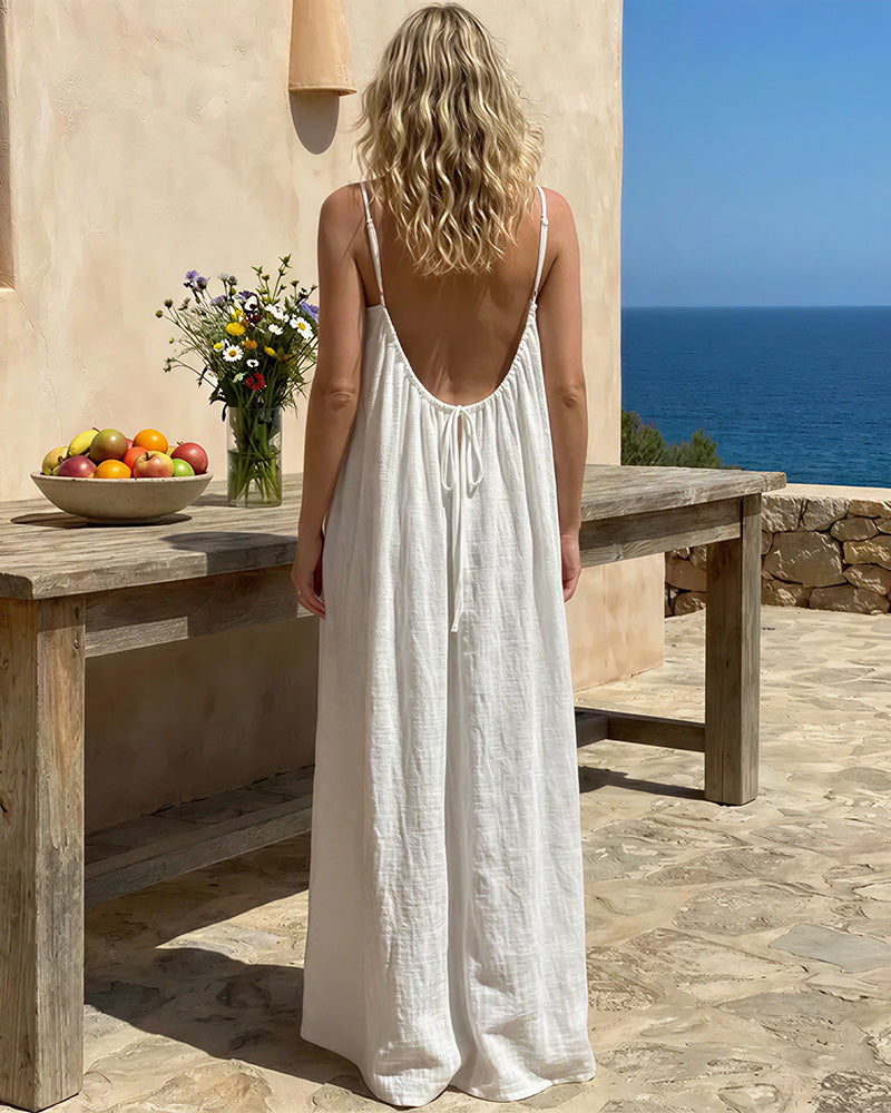 Paiduis® CozyWear –  Solid Color Backless Cami Dress