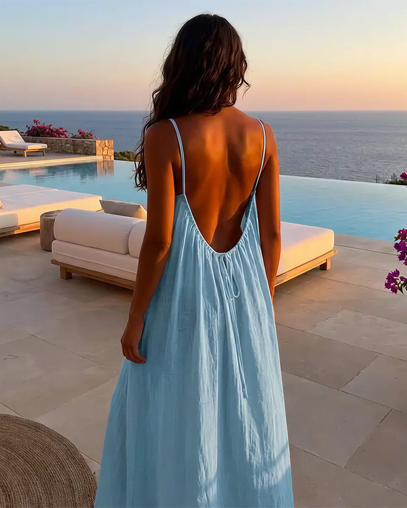 Paiduis® CozyWear –  Solid Color Backless Cami Dress